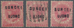 07407 Malaiische Staaten - Sungei Ujong: 1883-84 Three Different Overprints On 2c. Pale Rose, Wmk Crown CA - Autres & Non Classés