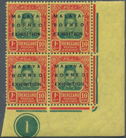 07430 Malaiische Staaten - Trengganu: 1922, Malaya-Borneo Exhibition 10c. Green/red On Yellow Block Of Fou - Trengganu