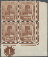 07435 Malaiische Staaten - Trengganu: 1938, Sultan Suleiman 3c. Reddish Brown Block Of Four From Lower Rig - Trengganu