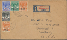 07469 Malaiische Staaten - Trengganu: 1946 KUALA TRENGGANU Registration Label On Cover To Louisville, Kent - Trengganu