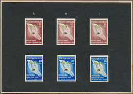 07483 Malaiischer Bund: 1960, Natural Rubber Research Conference 6s. And 30s. IMPERFORATE PROOFS Three Eac - Fédération De Malaya