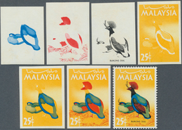 07488 Malaysia: 1965, Birds 25c. 'Crested Wood Partridge' (Rollulus Roulroul) In Six Different Imperforate - Malaysia (1964-...)
