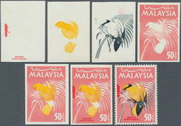 07490 Malaysia: 1965, Birds 50c. 'Black-nailed Oriole' (Oriolus Chinensis) In Six Different Imperforate PR - Malaysia (1964-...)