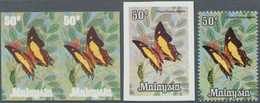 07499 Malaysia: 1970, Butterflies 50c. 'Polyura Athamas Samatha' Horizontal Imperforate PROGRESSIVE PROOF - Malaysia (1964-...)