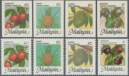 07510 Malaysia: 1986, Fruits Four Different Stamps 40c. To $1 In IMPERFORATE PROOFS In Issued Colours And - Malaysia (1964-...)