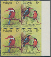 07519 Malaysia: 1993, Kingfishers 30c. Block Of Four With Two Se-tenant Pairs From Right Margin IMPERFORAT - Malesia (1964-...)