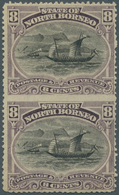 07531 Nordborneo: 1894 8c. Black & Dull Purple Vertical Pair, IMPERFORATED BETWEEN, Mounted Mint, Slightly - North Borneo (...-1963)