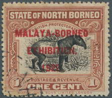 07548 Nordborneo: 1922, Malaya-Borneo Exhibition 1c. 'Malayan Tapir' Perf. 14½-15 With Opt. Variety 'EXHIB - Nordborneo (...-1963)