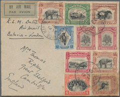 07553 Nordborneo: 1935 (19.8.), Ten Mostly Different Pictorial Definitives 1c. To 16c. Used On Airmail Cov - Nordborneo (...-1963)