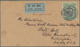 07557 Nordborneo: 1935 (ca.), Coat Of Arms 25c. Black/green Single Use On Airmail Cover With Very Poor JES - Bornéo Du Nord (...-1963)