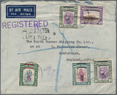 07579 Nordborneo: 1948, 2 C, 3 C, 2 X 10 C And 50 C Definitives, Mixed Franking On Registered Airmail Cove - North Borneo (...-1963)