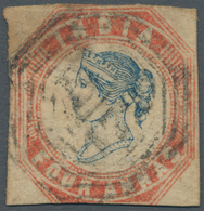 07589 Singapur: 1854 Indian 4a. Blue & Red, 4th Printing, Used In SINGAPORE With Octagonal Numeral "B/172" - Singapur (...-1959)