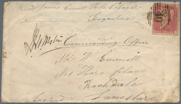 07592 Singapur: 1858, Great Britain 1 D. Carmine With Numer "40" On Seaman Envelope With Handwritten Endor - Singapur (...-1959)