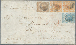 07595 Singapur: 1874 Cover From Singapore To London Franked By Straits 1867 2c. Brown, 8c. Orange Vertical - Singapour (...-1959)