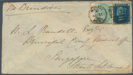 07596 Singapur: 1876 Cover From Hythe, England To SINGAPORE, Franked With 1875 1s. Green From Plate 12 And - Singapur (...-1959)