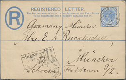 07602 Singapur: 1896 (7.4.), Registered Letter QV 5c. Pale Blue Embossed Head Uprated With QV 8c. Ultramar - Singapour (...-1959)