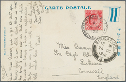 07616 Singapur: 1912, NORTH CANAL ROAD: Straits Settlements KEVII 3c. Red Single Use On Picture Postcard W - Singapour (...-1959)
