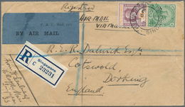 07634 Singapur: 1929, Registered Airmail Sent Via Surface Mail From SINGAPORE To Marseille Being Delivered - Singapur (...-1959)