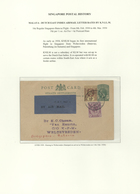 07638 Singapur: 1930, Postal Stationery Card 2c. + Additional Postage 10c. + 4c. With Label "BY AIR MAIL", - Singapur (...-1959)