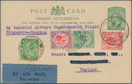 07644 Singapur: 1931, 29 APR, Stationery Card Uprated To 46 C. For "Imperial Airways Experimental Flight - - Singapur (...-1959)