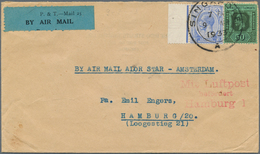 07656 Singapur: 1932 (9.3.), Airmail Cover Bearing Straits Settlements KGV 50c. Black On Emerald And 12c. - Singapur (...-1959)