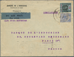 07657 Singapur: 1932 (31.3.), Advert. Airmail Cover Of 'Banque De L'Indochine' Bearing Straits Settlements - Singapur (...-1959)
