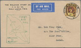 07662 Singapur: 1933 (10.5.), Malaya Internal Airmail Cover With Green Cachet First Air Mail Singapore To - Singapur (...-1959)