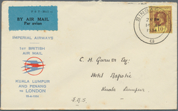 07666 Singapur: 1934 (14.4.), Malaya Internal Airmail Special Printed Cover '1st British Air Mail Kuala Lu - Singapore (...-1959)