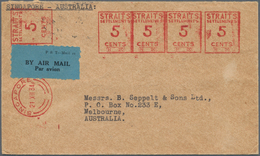 07669 Singapur: 1934, 21 DEC, Airmail Letter From SINGAPORE To MELBOURNE, Flown Up To Darwin By Imperial A - Singapur (...-1959)