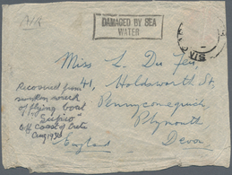 07672 Singapur: 1936, Crash Mail Envelope With Bxed "DAMAGED BY SEA WATER". Mail Left Malaya In Mid-August - Singapur (...-1959)