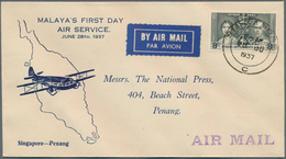 07678 Singapur: 1937, 28 JUN, First Regular Internal Airmail Between Singapore And Penang. The Service Was - Singapur (...-1959)
