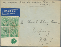 07687 Singapur: 1939 (17.2.), Straits Settlements KGV 2c. Green Block Of Four From Lower Margin With Contr - Singapur (...-1959)