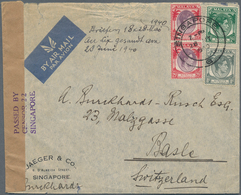 07699 Singapur: 1940, Airmail Letter Franked With 2c., 8 C. And Two 25 C. With Censorstrip From SINGAPORE - Singapore (...-1959)