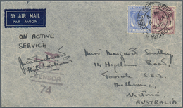 07708 Singapur: 1941, FORCES MAIL: On Active Service Airmail Cover Bearing Straits Settlements KGVI 15c. U - Singapore (...-1959)