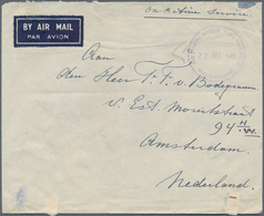 07733 Singapur: "NETHERLANDS POSTOFFICE SINGAPORE 22 DEC 1945" Viol. Cds. On Cover "on Active Service" Air - Singapore (...-1959)