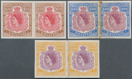 07757 Singapur: 1954 REVENUES: QEII. Set Of The Three Values ($25, $100 And $500) Each In IMPERFORATED Hor - Singapore (...-1959)