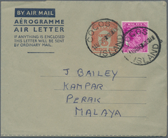 07760 Singapur: 1955 (14.8.), KGVI 5c. Purple Used On Airletter With Stamp Impression 'Malaya 5 Cents Post - Singapur (...-1959)