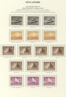 07761 Singapur: 1955/1959, Defintives QEII, 1c. - $5, Set Of 89 Stamps Incl. Shades, Unmounted Mint (one S - Singapore (...-1959)