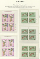 07766 Singapur: 1962/1969, Definitives "Fishes, Orchids & Birds", 1c. - $5, Set Of 32 Plate Blocks (differ - Singapur (...-1959)