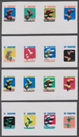 07780 Singapur: 1973, Set Of 4 Strips Of Four Containing Different Color Proofs For 1973 Tropical Fish Ser - Singapur (...-1959)