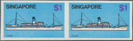 07791 Singapur: 1980, Ships, $1 Coaster, Imperforate Horiz. Pair, Unmounted Mint. - Singapur (...-1959)