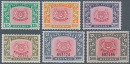 07792 Singapur: 1960/1982 Revenues Complete Set Of Six, From $25 To $50000, Mint Never Hinged, Fresh And F - Singapur (...-1959)