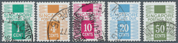 07797 Singapur - Portomarken: 1977, Cypher No Watermark, 1c. To 50c., Complete Set Of Five Values, Used. M - Singapur (1959-...)