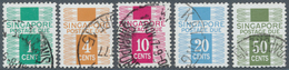 07797 Singapur - Portomarken: 1977, Cypher No Watermark, 1c. To 50c., Complete Set Of Five Values, Used. M - Singapore (1959-...)