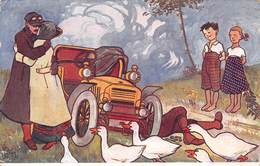 Illustration - Couple Amour Voiture Ancienne Automobile Oies Enfants - Wien Vienne - Other Illustrators