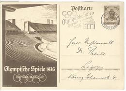 GERMANY Olympic Stationery With Olympic Single Ring Machine Cancel Leipzig C2 Messestadt - Ete 1936: Berlin