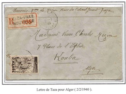 Maroc Morocco Marruecos Marokko Lettre Recommandée Taza Alger Algérie 1940 Cover Carta Belege - Briefe U. Dokumente
