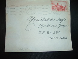 LETTRE TP 15F OBL.MEC.15 SEPT 1950 FES VILLE NOUVELLE+EXP BASE AERIENNE 724 à SP 84680 BPM 526 Maréchal Des Logis MOREAU - Briefe U. Dokumente