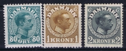Denmark : Mi Nr 74 - 76 Fa 159  -161  MH/* Flz/ Charniere  1913 2 Kr Is MNH/** But Most Likely Regummed - Unused Stamps
