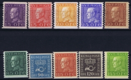 Sweden : Yvert 195 - 204   MH/* Flz/ Charniere  1925 - 1926 - Ongebruikt